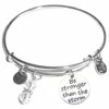 Women's Stainless Steel Message Charm Expandable Wire Bangle Bracelet
