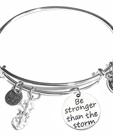 Women's Stainless Steel Message Charm Expandable Wire Bangle Bracelet