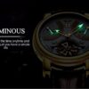 Skeleton Watch Waterproof Brown Genuine Leather Automatic Mechanical Wrist Watch