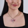 American West Sterling Silver Pink Rhodonite Pendant Enhancer