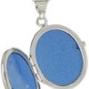 Italian Sterling Silver and Blue Lotus Flower Locket Necklace