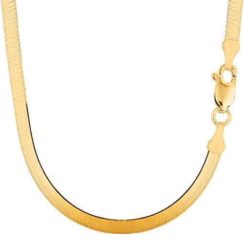14k Yellow Solid Gold Herringbone Chain Necklace