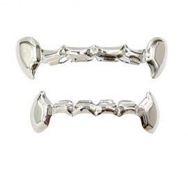 24K White Gold Plated Grillz Vampire Fangs Grill Top