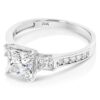 Ioka - 14K Solid White Gold 1.5 Ct. Princess Cut 3 Stone
