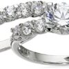 Silver Swarovski Zirconia Round Cut Ring Set Platinum-Plated