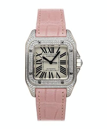Silver Dial Womens Watch Cartier Santos Automatic