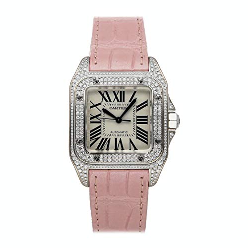 Silver Dial Womens Watch Cartier Santos Automatic