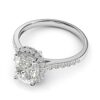 Sterling Silver Simulated Oval Cut Diamond Halo Engagement Ring