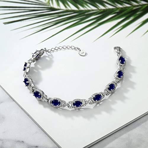 Silver Blue Sapphire Women's Tennis Bracelet