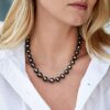 14K Gold Black Tahitian South Sea Baroque Pearl Necklace – Elegant Jewelry Gift for Women