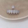 Make a Statement with Style – Silver CZ Bar Grillz Set Top & Bottom with Molding Bars