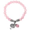 Top Plaza Stretch Rose Quartz Tree of Life Lucky Stone Bracelet
