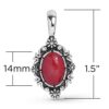 Red Coral Gemstone Oval Floral Pendant Enhancer