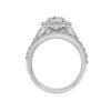Platinum-Plated Sterling Silver Flower Halo Ring set
