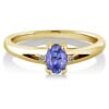 Gem Stone King 0.49 Ct Blue Oval Tanzanite and Diamond Ring
