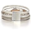 Leather Wrap Bracelet Boho Cuff Bracelets Crystal