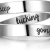 Adjustable Stainless Steel Inspirational Ring with Engraved Message: Perfect Gift for Empowerment