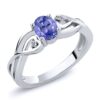 Gem Stone King 925 Sterling Silver Oval Blue Tanzanite and White Diamond