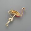 Enamel Flamingo Pin and Brooch 10K Gold