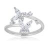 AVORA Sterling Silver Adjustable Butterfly Toe Ring with White Simulated Diamond CZ.