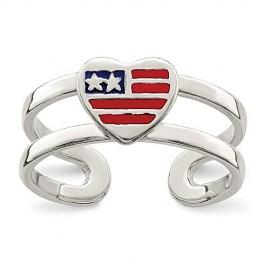 Silver Solid Enameled Flag Love Heart Toe Ring Jewelry Gifts