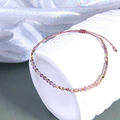 Adjustable Handmade Crystal Seed Beaded Bracelets in Majestic Purple! 💜🌟