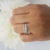 Captivating 5 Stone Diamond Bridal Ring Set in 14K White Gold - Timeless Elegance for Size 5.5