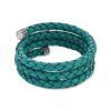 West Sterling Silver Turquoise Braided Leather Wrap Bracelet