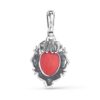 Red Coral Gemstone Oval Floral Pendant Enhancer