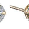 Round Cut 10K Yellow Gold Pendant Necklace and Earrings