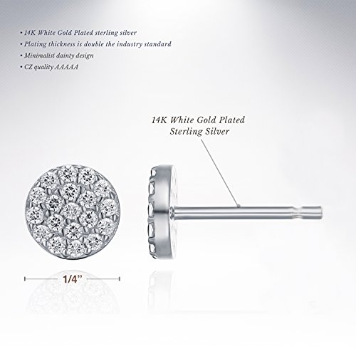PAVOI 14K White Gold Plated Sterling Silver Stud Earrings