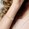 Miabella Tri-Color 18K Gold Over Sterling Silver Italian Braided Herringbone Chain Bracelet – Elegant 7.25" Jewelry for Women