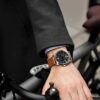 Stuhrling Original Mens Leather Watch Aviation Watch, Quick-Set Day-Date