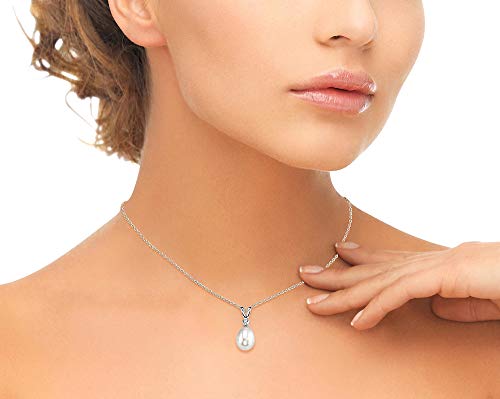 White Freshwater Cultured Pearl & Cubic Zirconia Rosalie Pendant