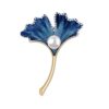 Leaf & Pearl Brooch Pins Rhinestone Crystal Brooch