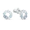 Swarovski Stud Pierced Earrings with Multicolored Blue Crystals