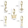8 Pairs Small Gold Silver Butterfly Hoop Earrings