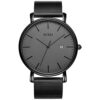 Minimalist Wrist Watch Analog Deep Gray Date BUREI