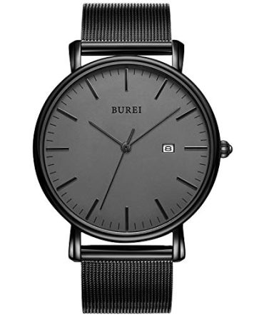 Minimalist Wrist Watch Analog Deep Gray Date BUREI