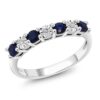 Gem Stone King 925 Sterling Silver Round Sapphire and White Diamond