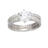 Silver Round Ring Set made with Swarovski Zirconia Platinum-Plated