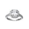 Platinum-Plated Sterling Silver Halo Ring set