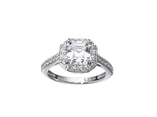 Platinum-Plated Sterling Silver Halo Ring set