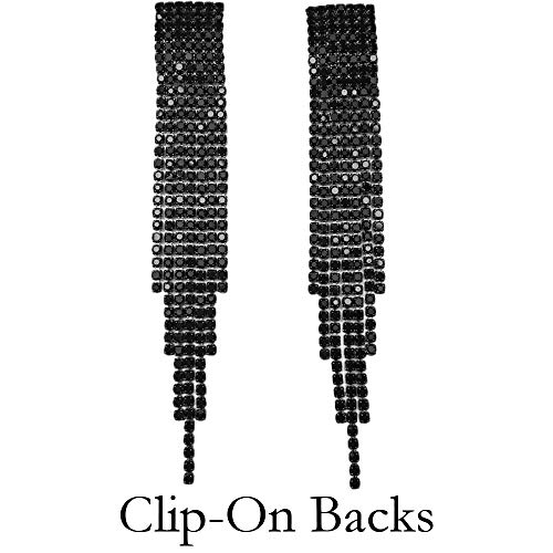 Statement Black Clip On Earrings Extra Long Earrings