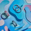 QALO Women's Iridescent Pink Eternity Silicone Wedding Ring