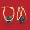 Ross-Simons 8-9mm Black Cultured Pearl Double-Hoop Earrings