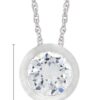 6.5mm Cubic Zirconia Bezel Set Solitaire Pendant Platinum Plated