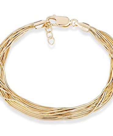 MiaBella 18K Gold Over Sterling Silver Solid Snake Chain Bracelet