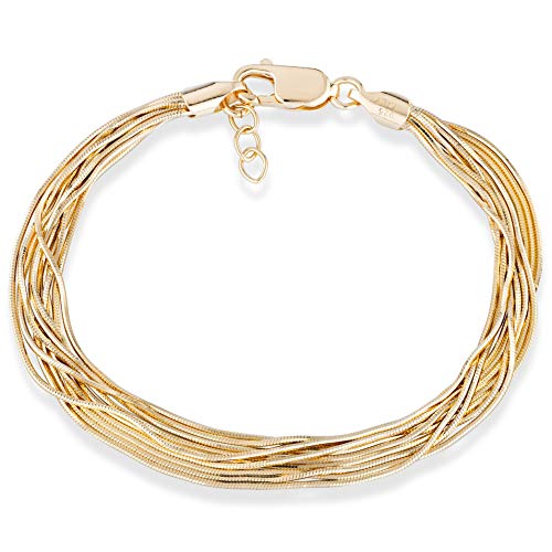 MiaBella 18K Gold Over Sterling Silver Solid Snake Chain Bracelet
