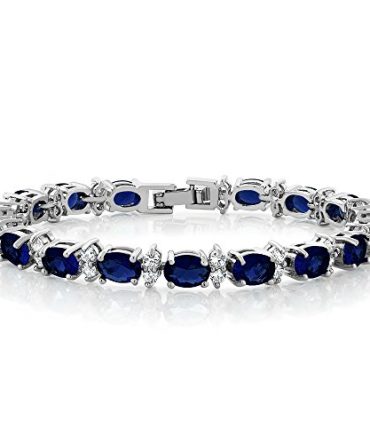 Gem Stone King 20.00 Ct Gorgeous Oval and Round Tennis Bracelet